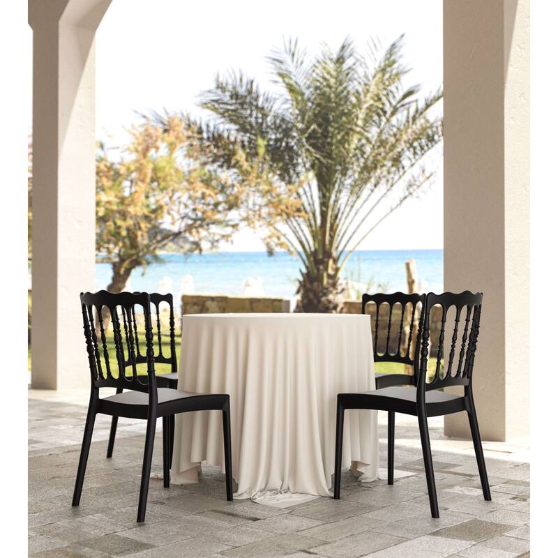 36" Black Stackable Outdoor Patio Dining Chair