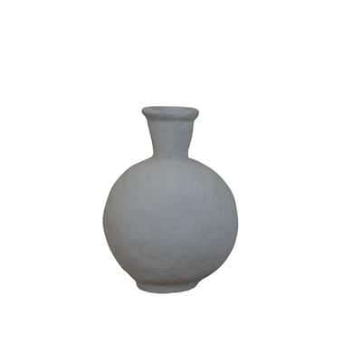 Paper Mache Vase 12.6"H - Natural White