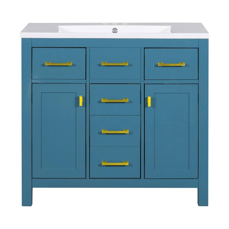Storage Cabinet for Bathroom Vanity Set with 4 Drawers and 2 Cabinets