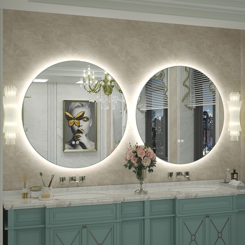 UL Certified Multiple shapes Frameless Anti-Fog 3 Colors Dimmable LED Backlit Wall Bathroom Vanity Mirror
