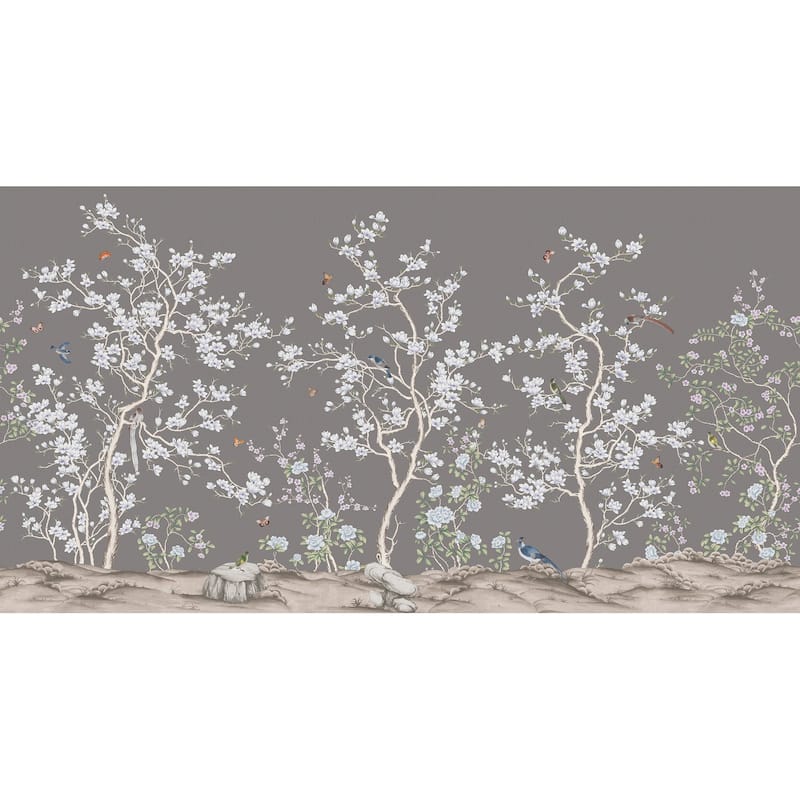 Serene Blossom Hand-Illustrated Chinoiserie Wallpaper Mural