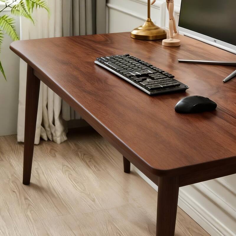 Solid Wooden Desk,63 x 19.7 Inch Desks, Rubberwood Mid Century Modern Desks, Small Writing Desk for Bedroom,Small Spaces