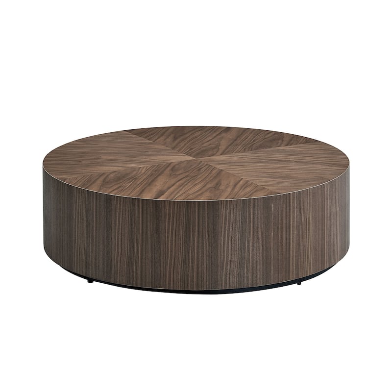 Low Round Coffee Table Compact Drum Center Table