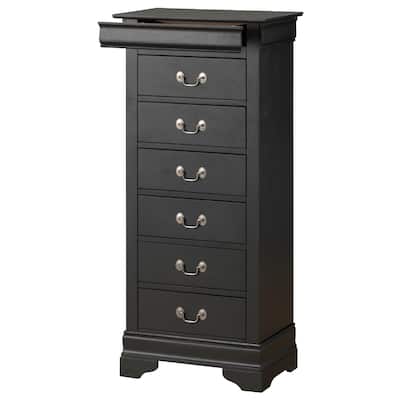 7-Drawer Wooden Bedroom Chest - 51" - Black