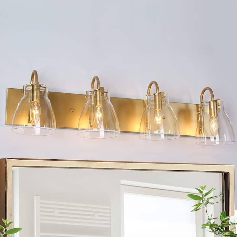 Modern Gold 2/3/4-Light Bathroom Vanity Light Glass Wall Sconces