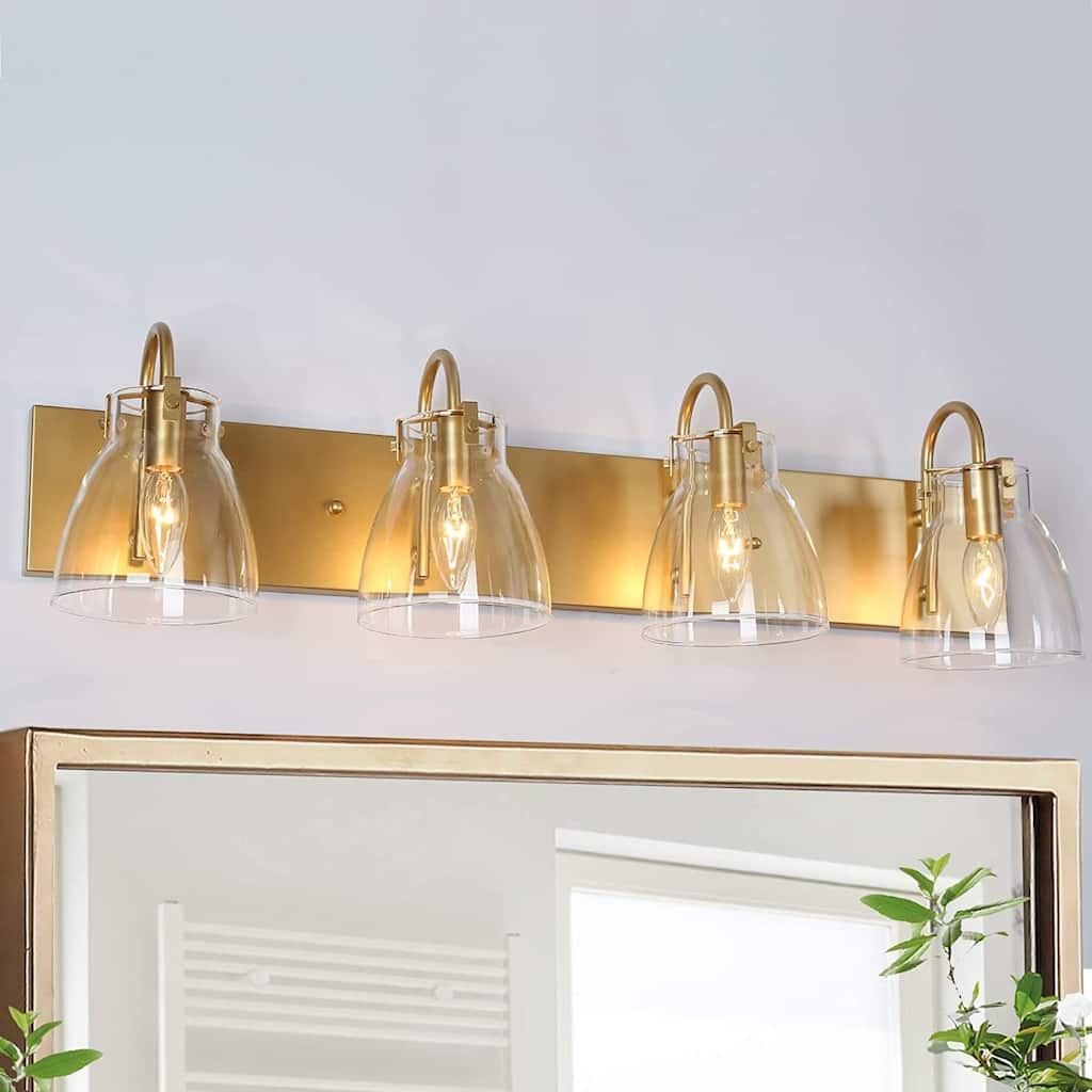 Modern Gold 2/3/4-Light Bathroom Vanity Light Glass Wall Sconces