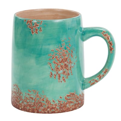 Paseo Road by HiEnd Accents Patina Turquoise Ceramic 4 Piece Mug Set