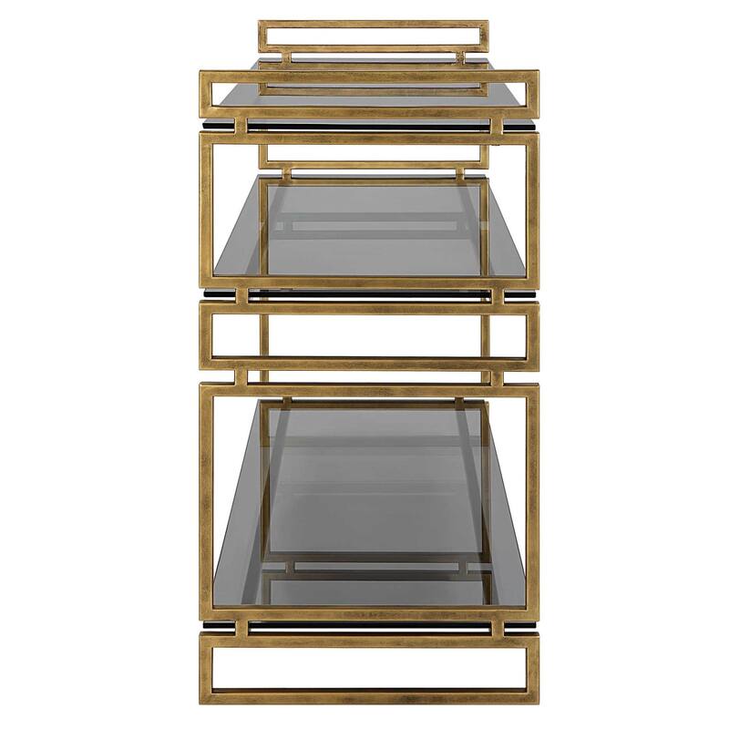 Stacked Up Glass Console Table - 40.25" - Gray and Gold
