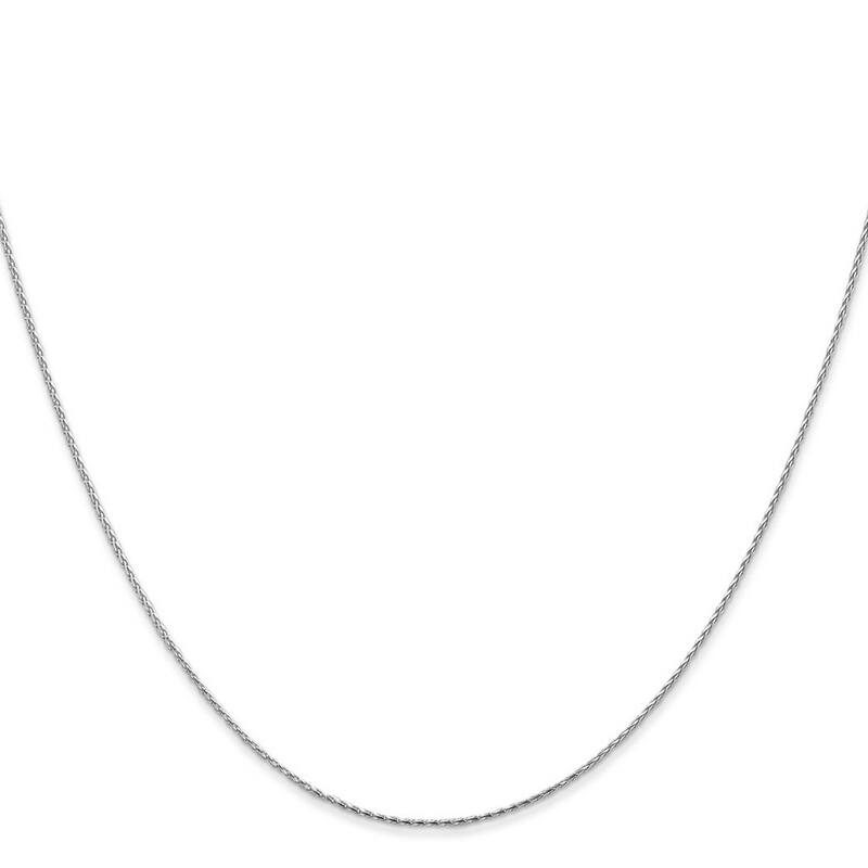 Curata 14k White Gold 10" 0.8mm Diamond-cut Parisian Wheat Chain Ankle Bracelet (Lobster-claw)