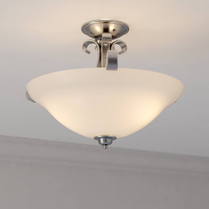 Monrovia 17-in W Dual Mount Semi Flush Ceiling Light or Pendant - Brushed Nickel - 17-in W x 12-in H x 17-in D