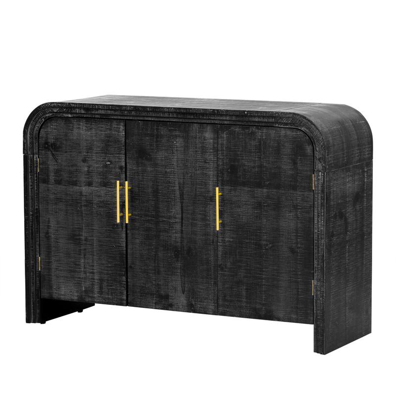 Curved Sideboard Console Table Adjustable Shelves Storage Cabinet