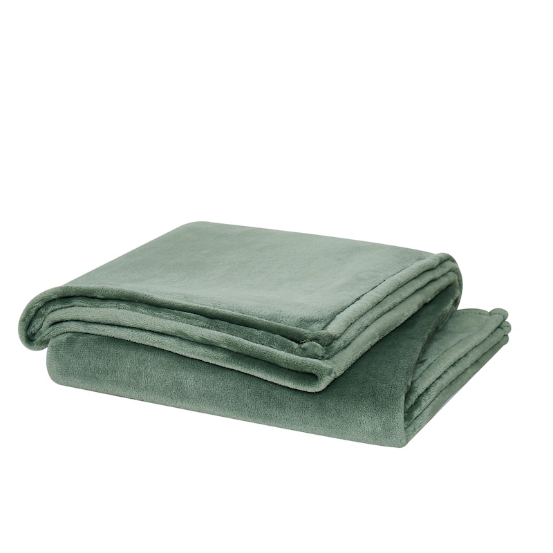 Cannon Heritage Solid Plush Blanket & Throw - King Blanket - Green