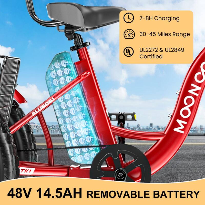 DoCred 20"x4" Fat Tire Electric Tricycle, 48V 500W with 7 Speed Ebike