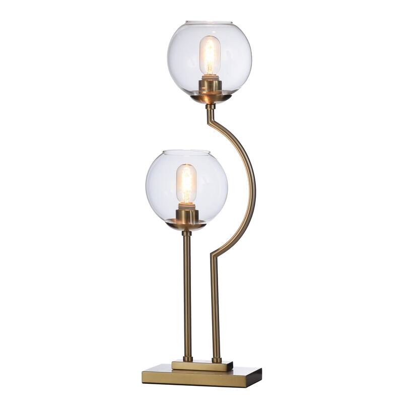 StyleCraft Ashington Brass 2 Steel Brass Poles with Clear Glass Globe Up Lights