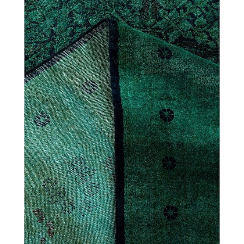 Overdyed, One-of-a-Kind Hand-Knotted Area Rug - Green - 12' 3" x 18' 0"