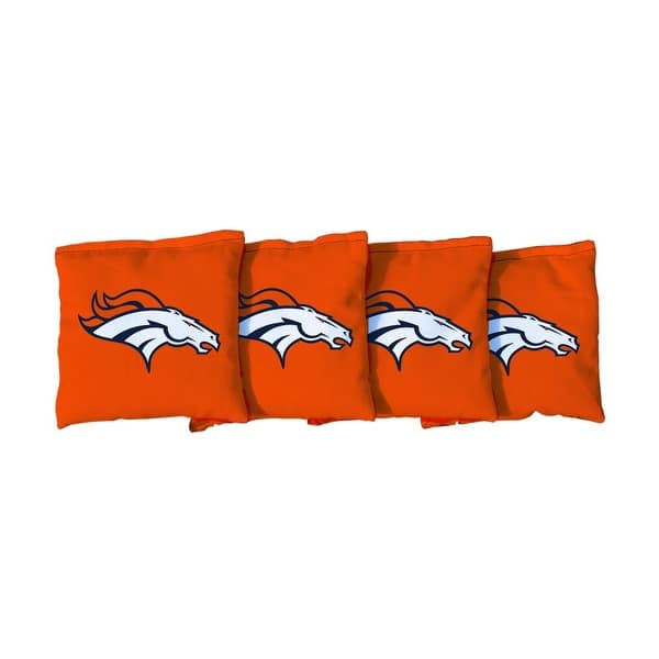 slide 2 of 3, Denver Broncos NFL Football Orange Cornhole Bags All-Weather Resin Filled