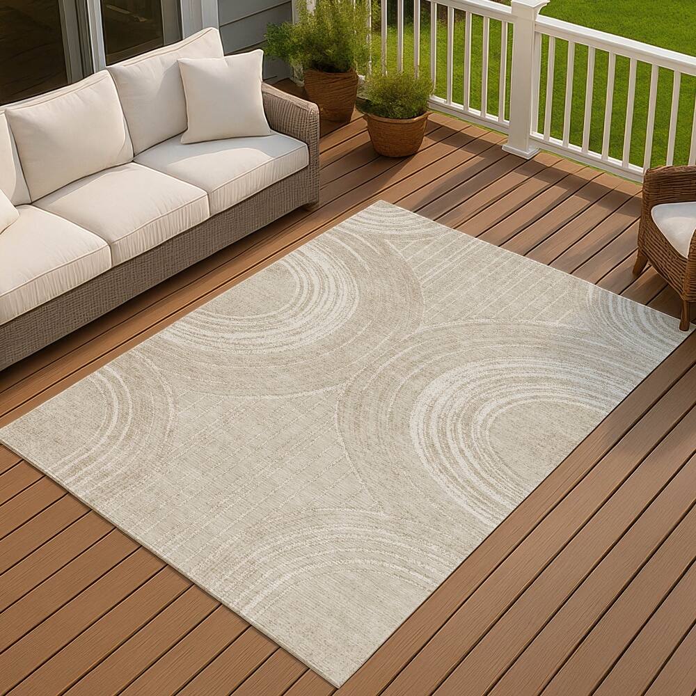 Machine Washable Indoor/ Outdoor Modern Trax Chantille Rug