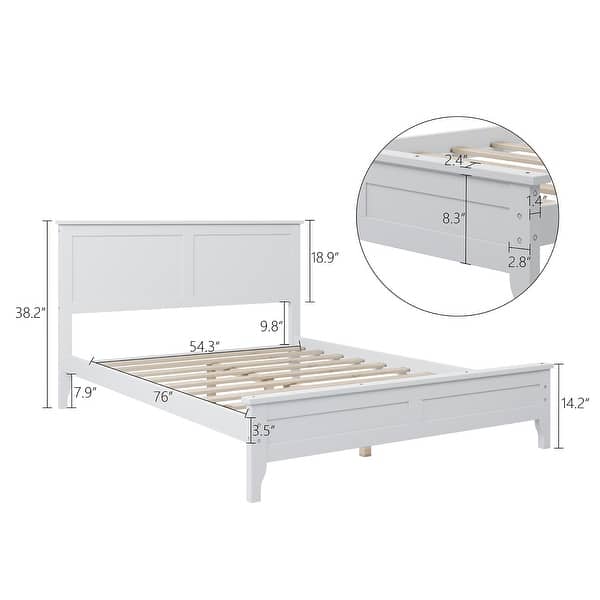 Modern Simple Style Full Size Pine Wood Platfrom Bed with Exquisite