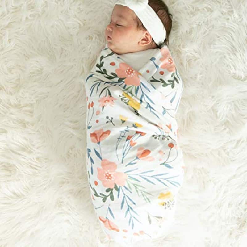 2 - Pack Floral Burst Cotton Muslin Swaddle Blankets - N/A - Pink