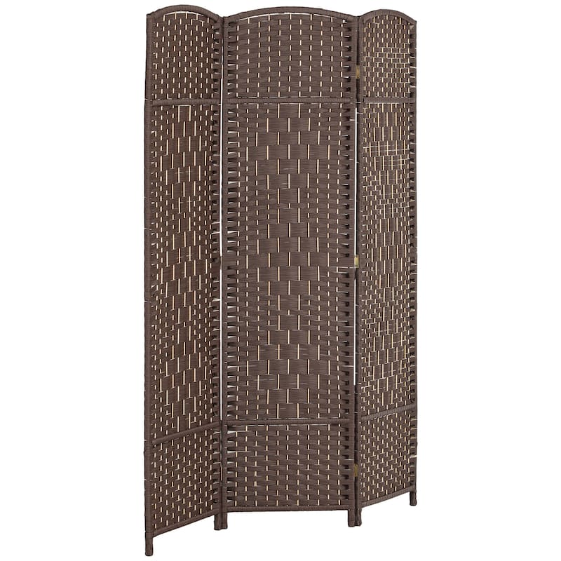 HOMCOM 3 Panel Room Divider, 6' Tall Folding Privacy Screen, Hand-Woven Freestanding Wall Partition