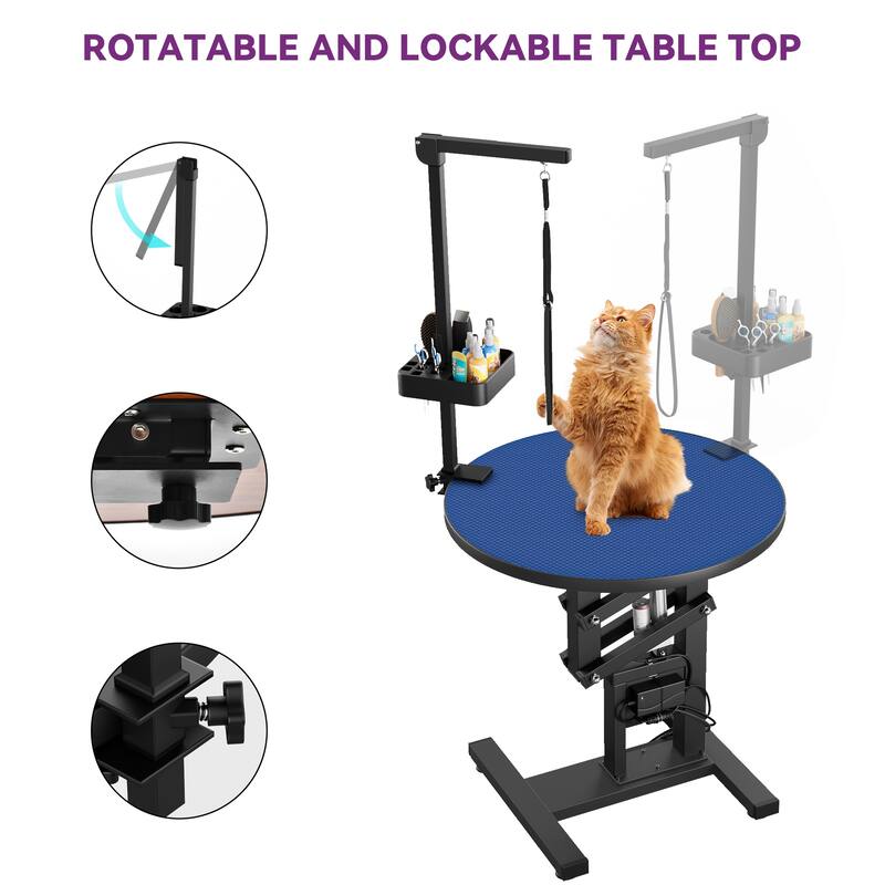 24'' W Adjustable Pet Electric Grooming Table Black