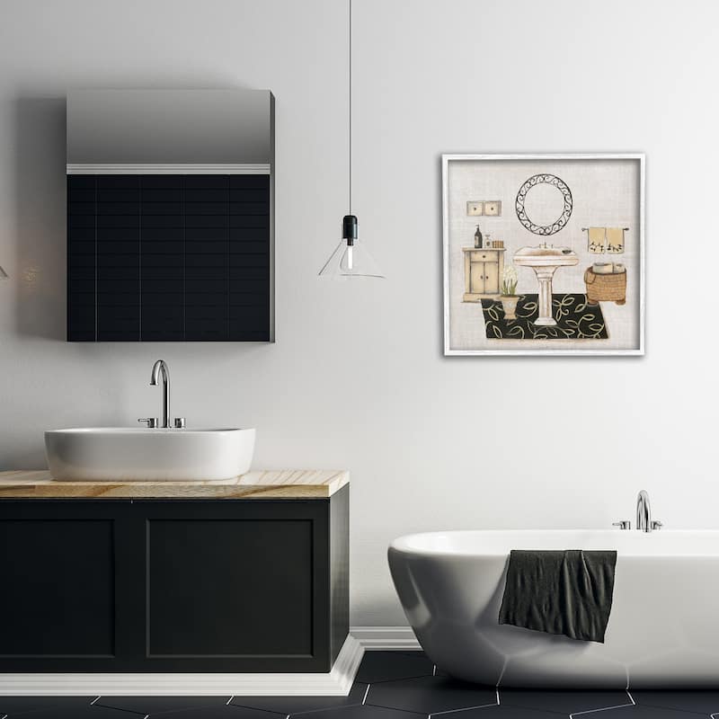 Stupell Vintage Luxurious Bathroom Framed Giclee Art Design By Janet Tava
