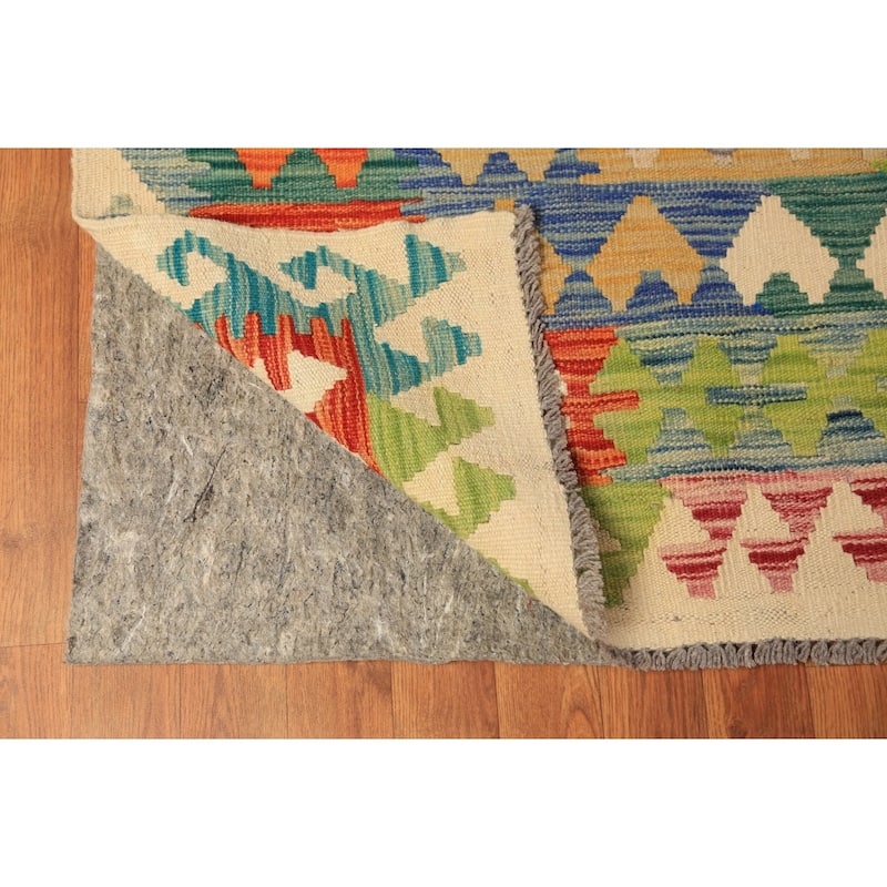 Reversible Kilim Oriental Area Rug Hand-Woven Geometric Wool Carpet - 10'0"x 12'10"