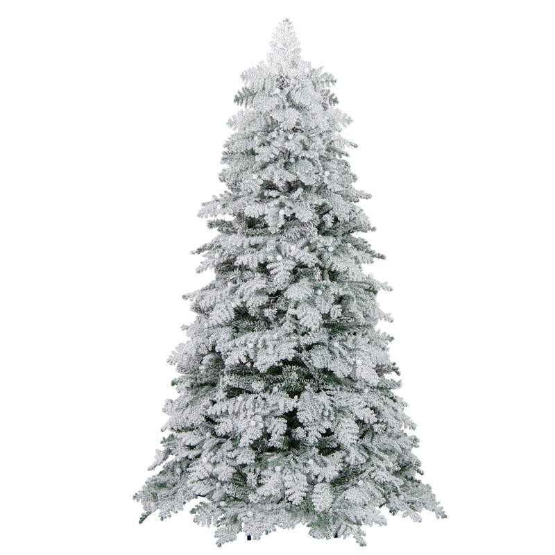 Costway 6/7 FT Artificial Snow-flocked Christmas Tree with 130 Balls, - See Details