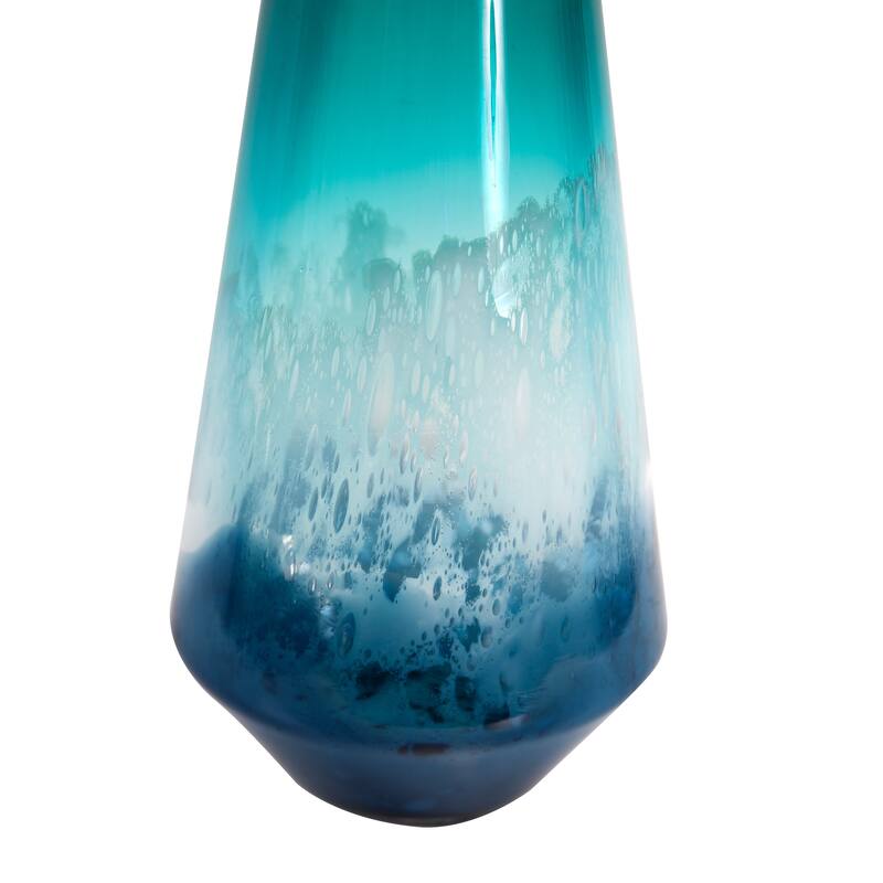 Allan Andrews Handmade Contemporary Blue Waves Glass Vase