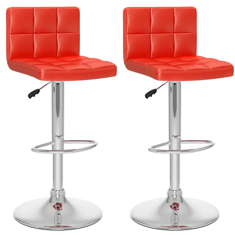 Zion Swivel Adjustable Bar Stool (Set of 2) - Red