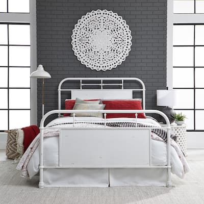 Vintage Series Distressed Metal King Metal Bed
