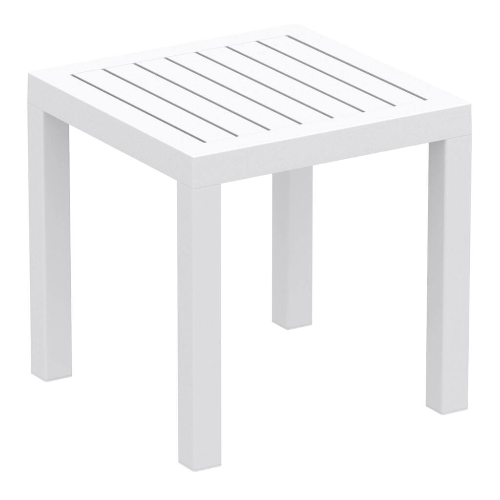 18" White Patio Square Resin Side Table with Drain Hole