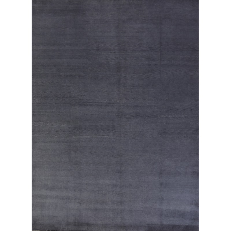 Hand Knotted Oriental 100% Wool Carpet Modern Solid Navy Blue & Blues Gabbeh Area Rug - 13' 1'' X 10' 5''