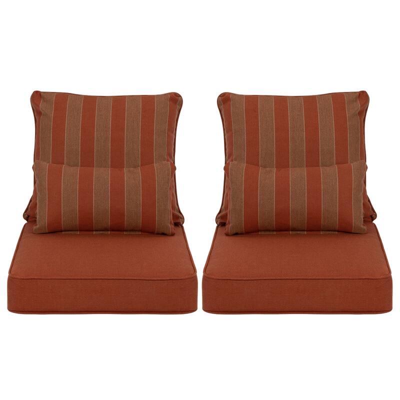 Aoodor 24'' x 24'' Outdoor Deep Seat Chair Cushion Set with Sponge Foam (Set of 2 Seats, 2 Backs, 2 Pillows) - 24"x24"