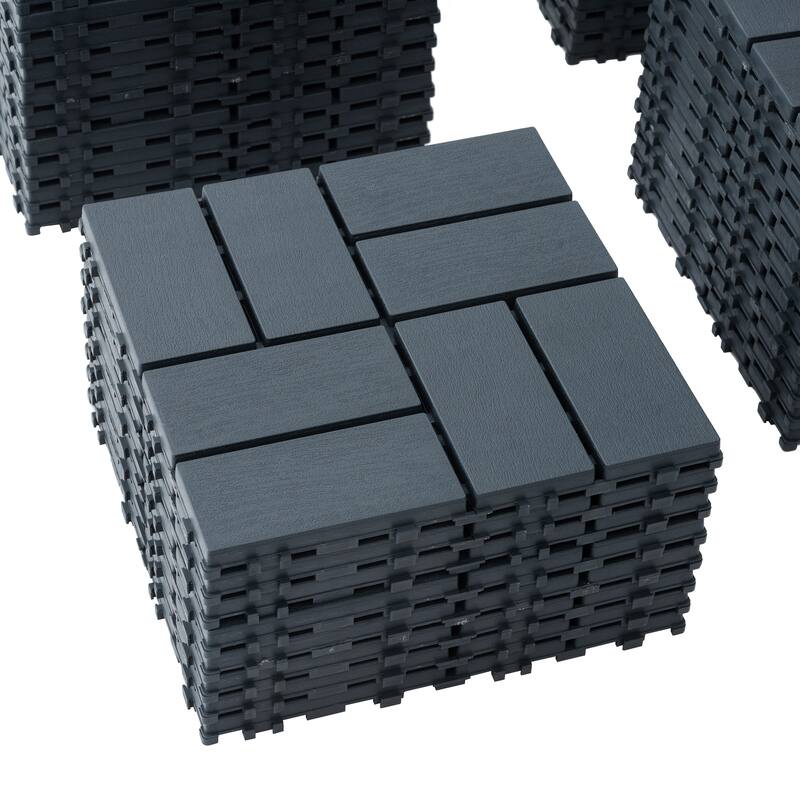 Plastic Interlocking Deck Deck 44 Pack Patio Deck Tiles 12"x12" Square Waterproof