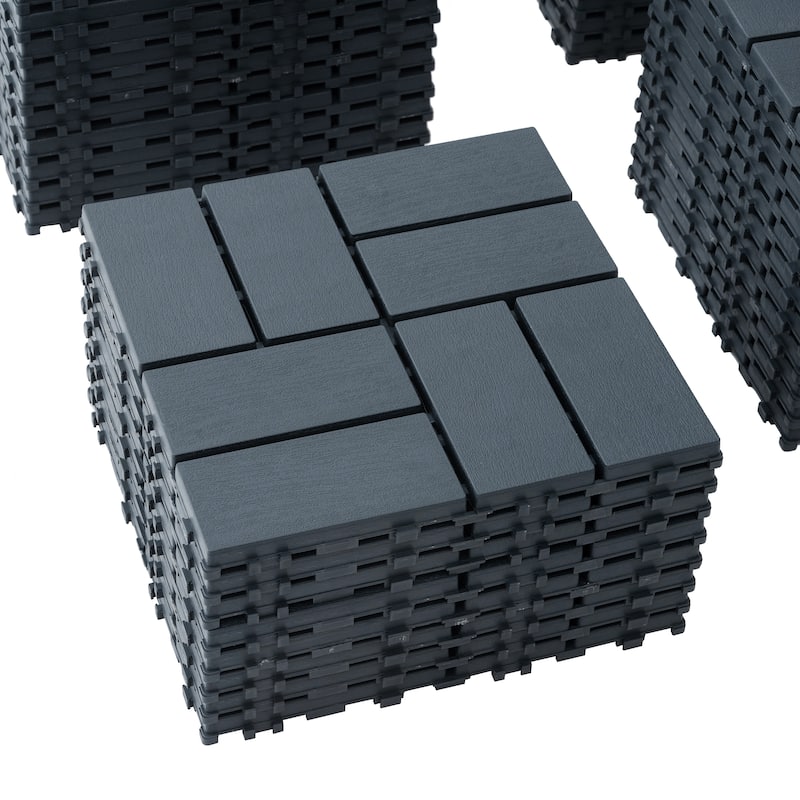 Plastic Interlocking Deck Tiles,44 Pack Patio Deck Tiles,12"x12" Square Waterproof Outdoor All Weather Use, Patio Decking Tiles