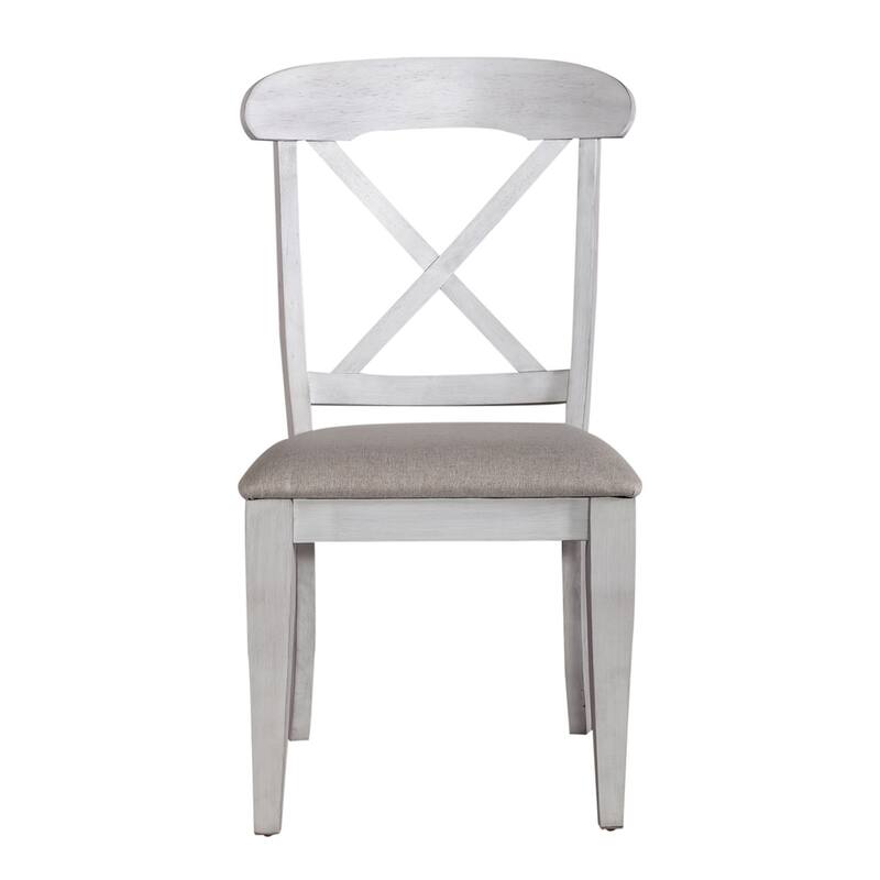 Ocean Isle Antique White Upholstered X Back Side Chair (Set of 2)