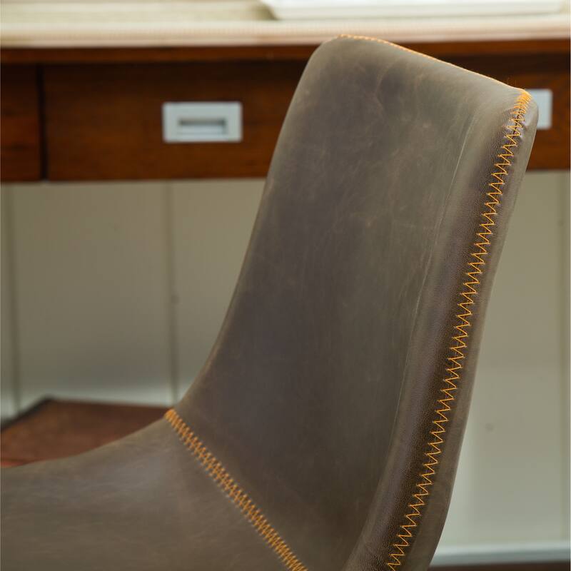 Vintage PU Leather Bar Stools with Footrest, Set of 2