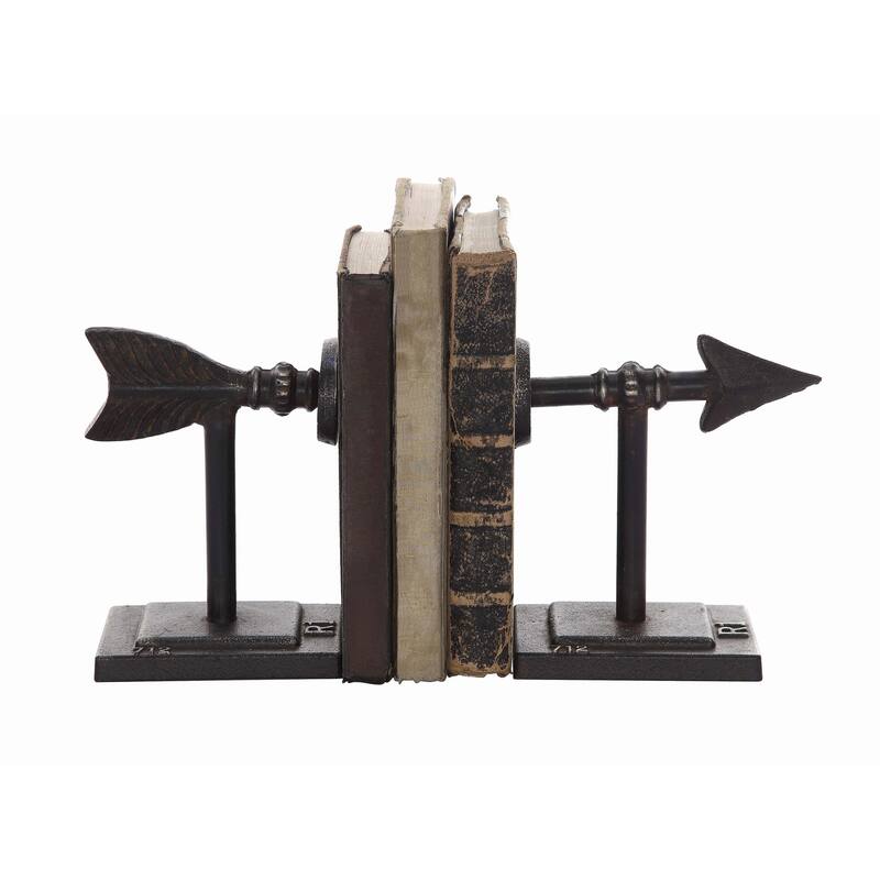 Arrow Shaped Cast Iron Bookends - Bronze