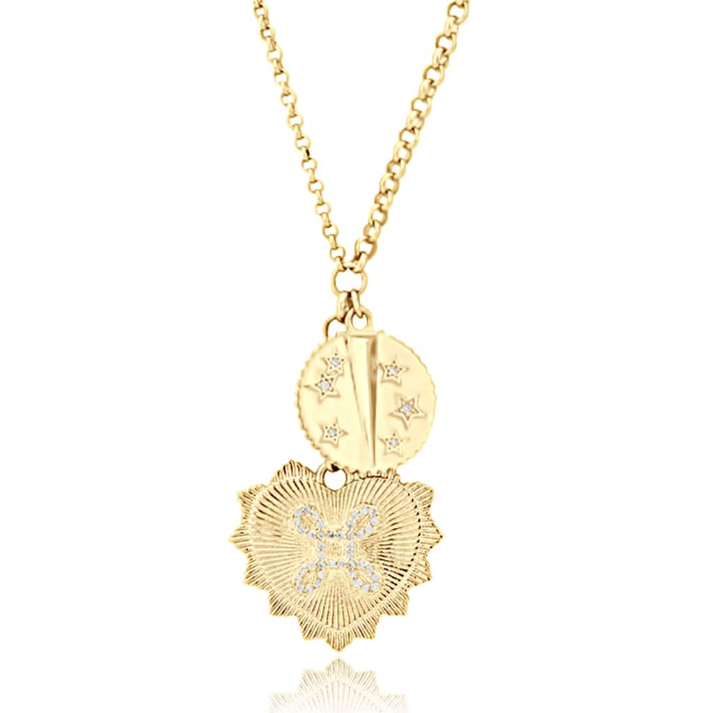 SHYMI Fluted Heart Charm Necklace