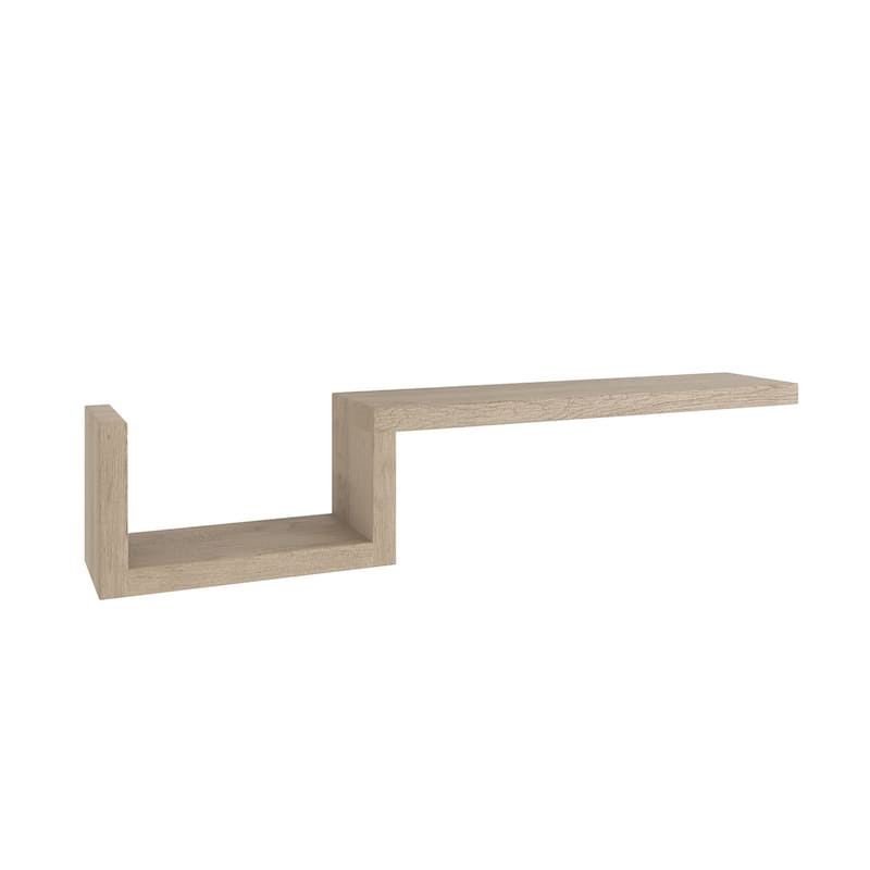 Manada Contemporary Teak Wall Shelf - Mist-Shield Grey - 47" Wide