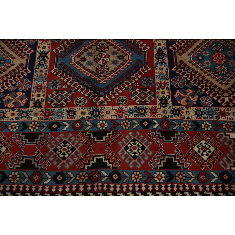 Hand Knotted Oriental 100% Wool Carpet Traditional Geometric Oranges & Rust Yalameh Area Rug - 11' 9'' X 8' 5''