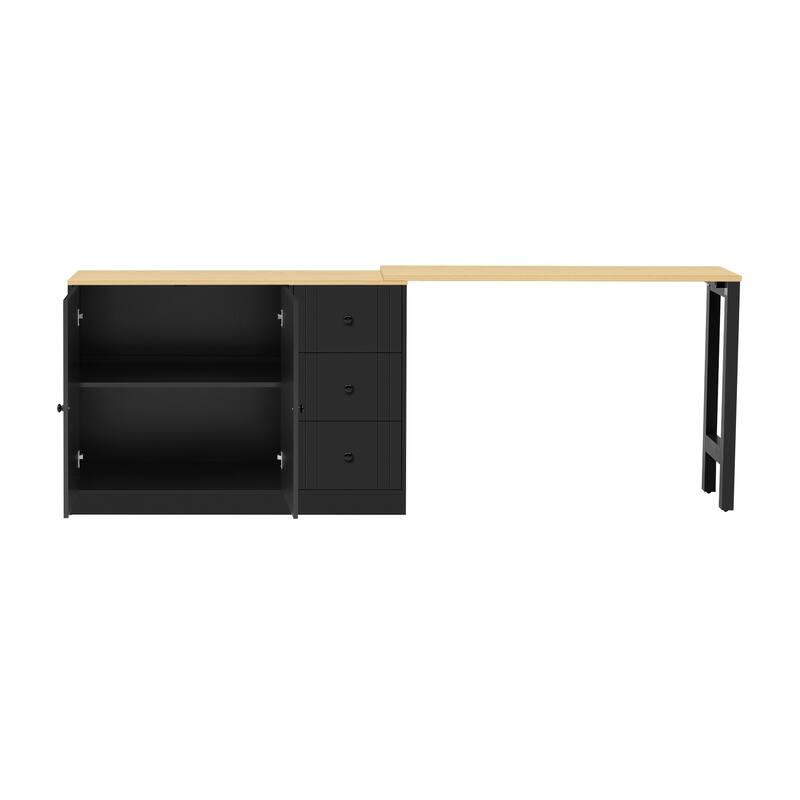 Newly 89.7" Extendable Storage Buffet Cabinet with 3 Drawers