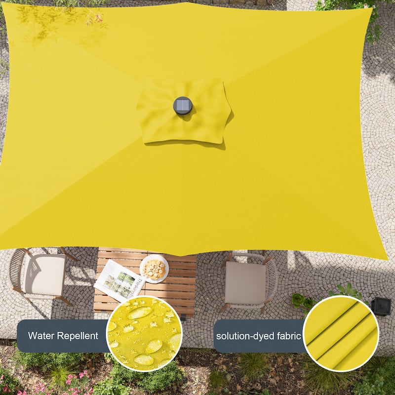 LIVOOSUN 6x9Ft LED Patio Umbrella Weather Resistant Table Umbrella