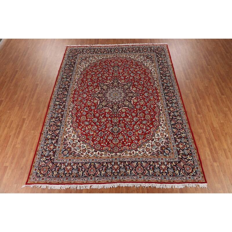 Traditional Kashan Turkish Area Rug Machine Made Living Room Carpet - 9'6" x 12'6"