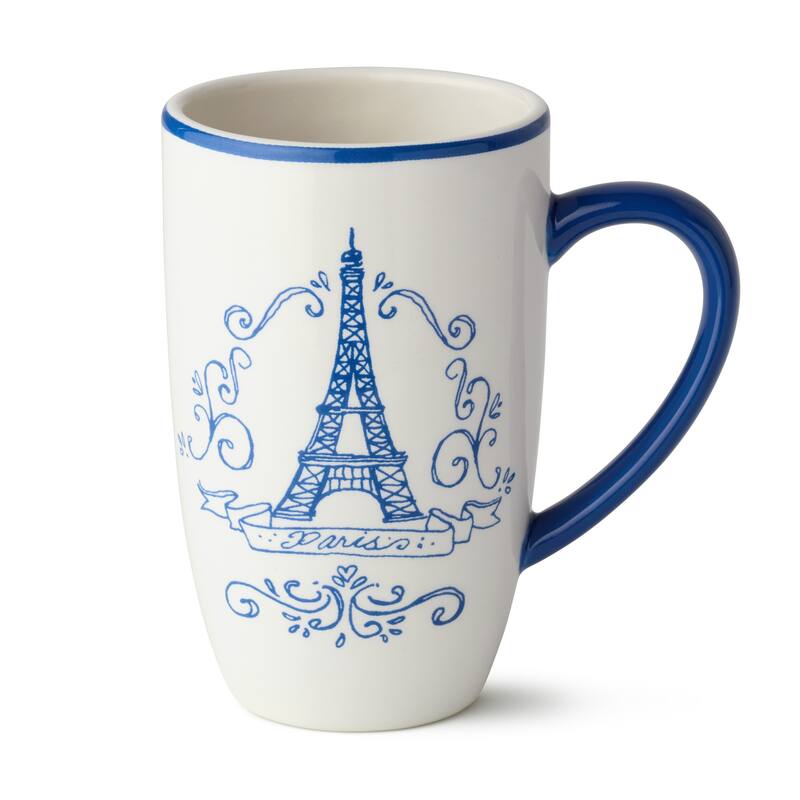 Certified International Bistro 14 oz. Mugs, Set of 4 Assorted Designs