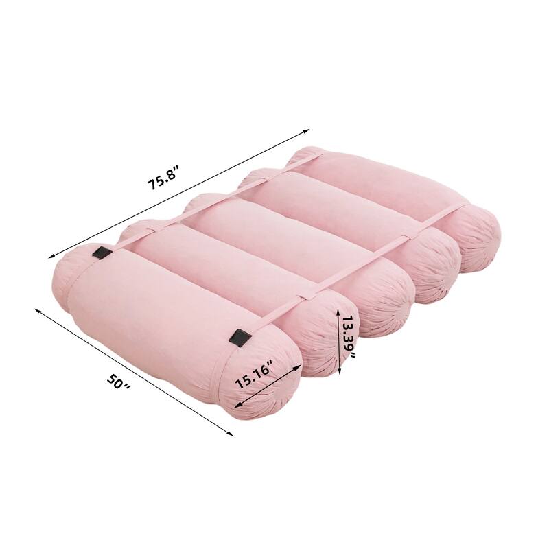 Versatile Lazy Sofa Corduroy Chaise Lounge Floor Couch Composed of 5 Cylindrical Pillows with Adjustable Straps