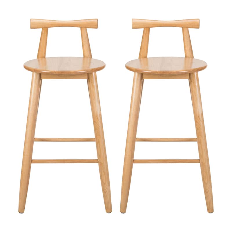 Christopher Knight Home - Ravenshaw Rubberwood Barstool with Ergonomic Cross-Bar Backrest (Set of 2)