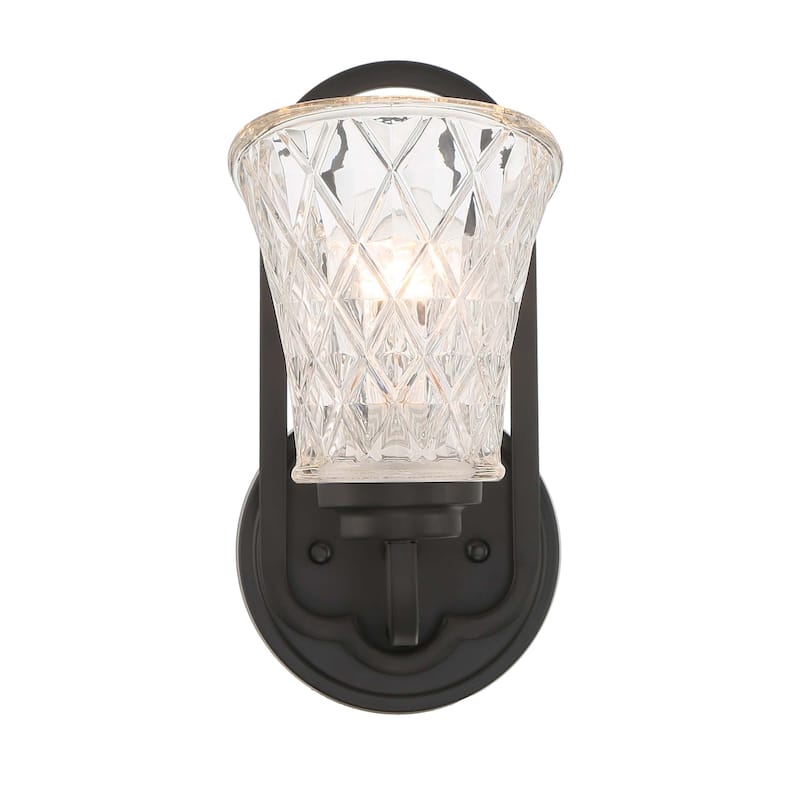 1 - Light Dimmable Black Armed Sconce - W5.55"xD7.48"xH11.02"