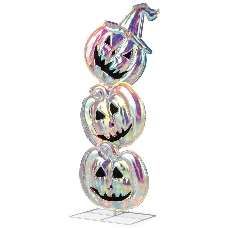 Gymax 3.4 Ft Halloween Decorations Light up Stacked Pumpkins Standing